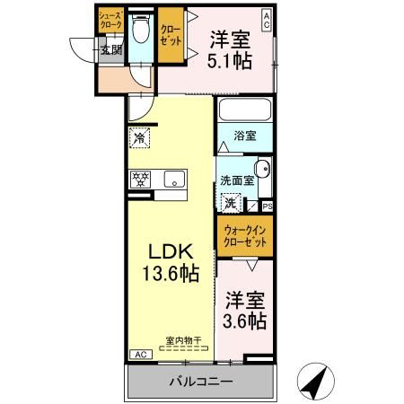 ＧＲＡＮＤ　ＤーＲＯＯＭ若林西の間取り