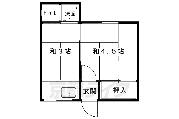 京都市左京区一乗寺東杉ノ宮町のアパートの間取り