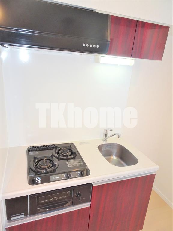 キッチン　２口ガスシステムキッチン・グリル付き