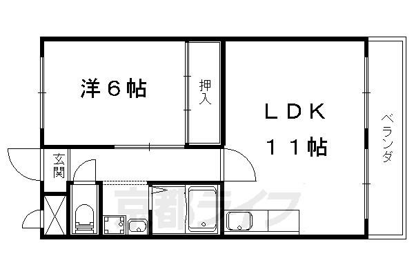 地下鉄東西線 椥辻駅 徒歩21分 6階建 築47年の間取り写真
