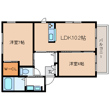 乙訓郡大山崎町字円明寺のアパートの間取り