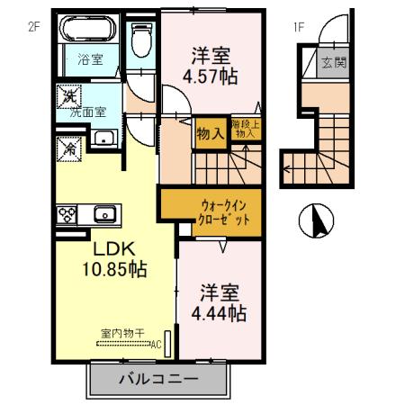 【西脇市野村町のアパートの間取り】