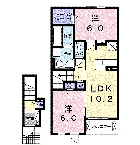 姫路市網干区津市場のアパートの間取り