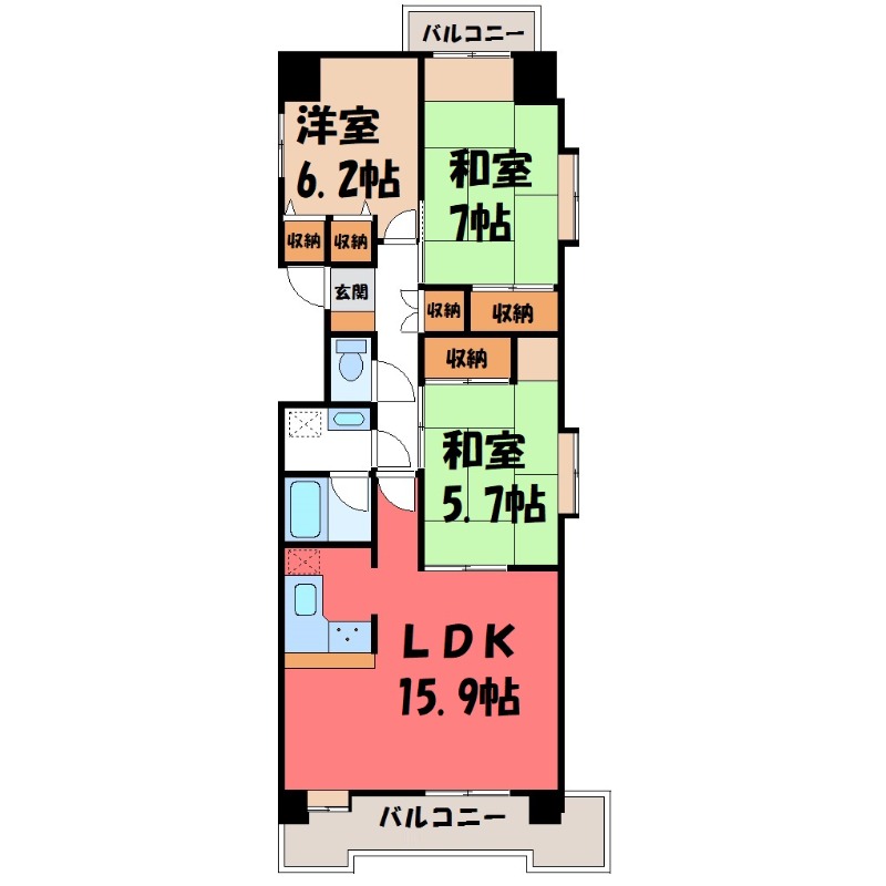 宇都宮市栄町のマンションの間取り