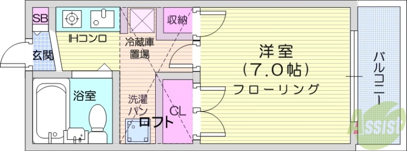 仙台市泉区上谷刈のアパートの間取り