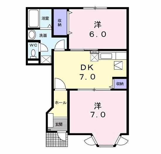 八王子市下恩方町のアパートの間取り