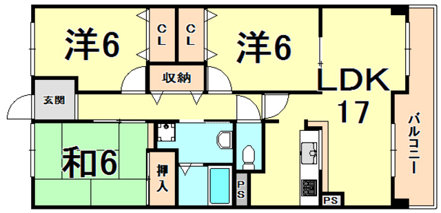 西宮市松下町のマンションの間取り