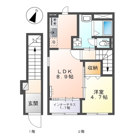 松江市東出雲町揖屋のアパートの間取り