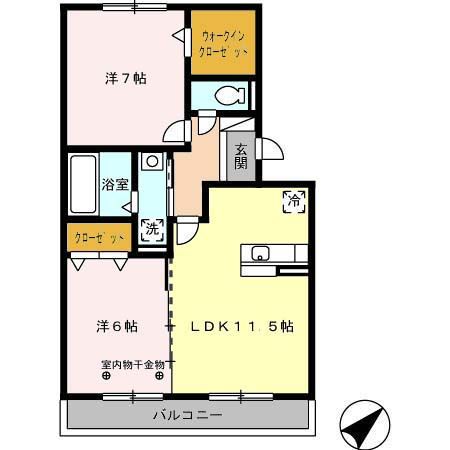 鈴鹿市江島町のアパートの間取り