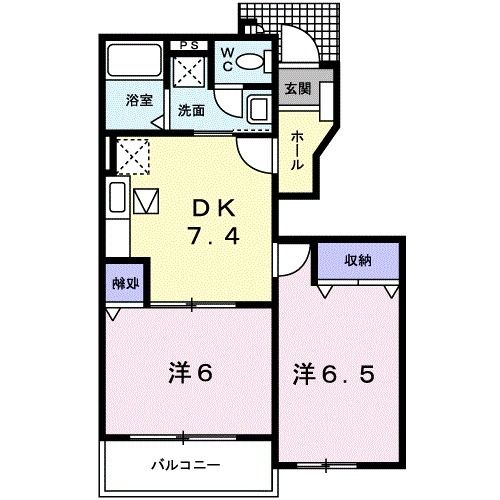 福島市笹谷のアパートの間取り