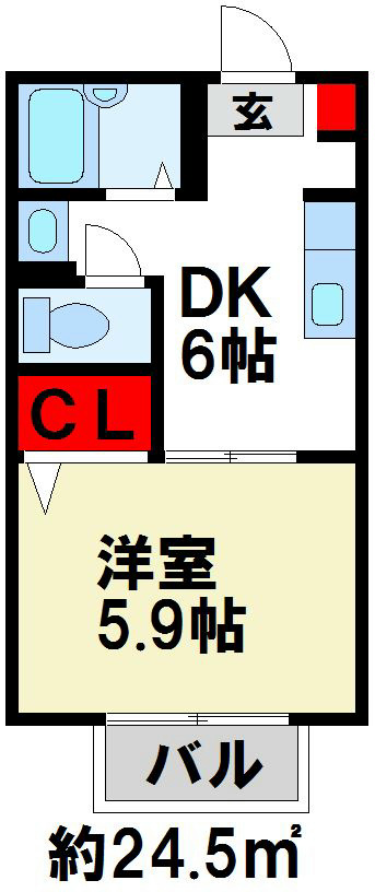 太宰府市大佐野のアパートの間取り