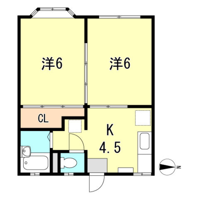 芦屋市川西町のアパートの間取り