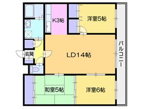 小樽市赤岩のマンションの間取り