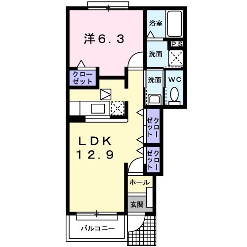 長生郡一宮町一宮のアパートの間取り