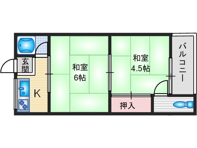 茨木市丑寅のマンションの間取り