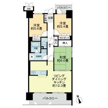 徳島市かちどき橋のマンションの間取り