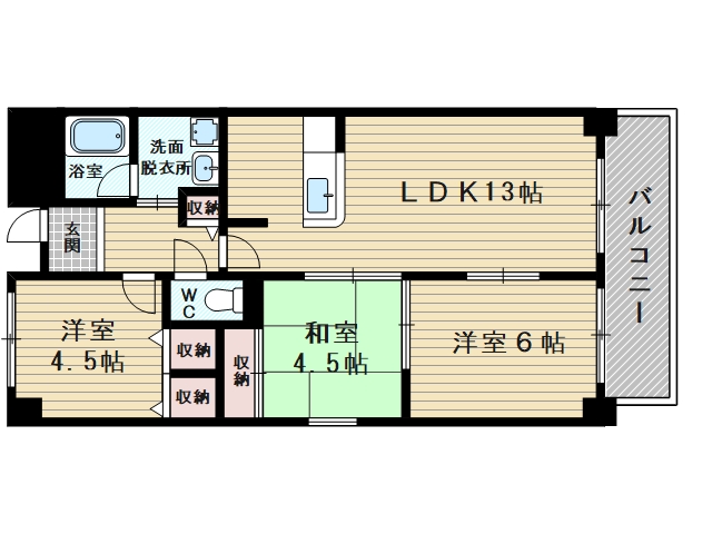 生島リバーサイドマンションＤ棟の間取り