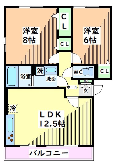 日野市旭が丘のアパートの間取り