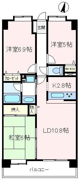 狭山市祇園のマンションの間取り