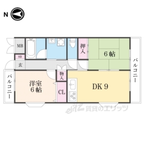 枚方市田宮本町のアパートの間取り