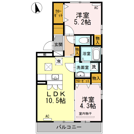 広島市安佐北区可部のアパートの間取り