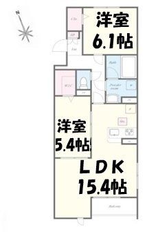 春日部市大枝のアパートの間取り