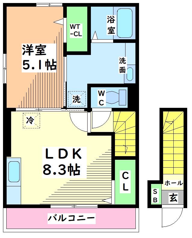 立川市栄町のアパートの間取り