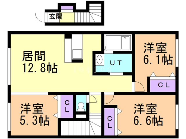 札幌市北区屯田五条のアパートの間取り