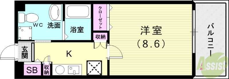 神戸市垂水区名谷町のマンションの間取り