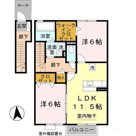 和歌山市栄谷のアパートの間取り