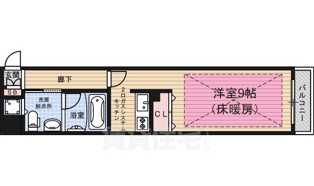 京都市中京区少将井町のマンションの間取り