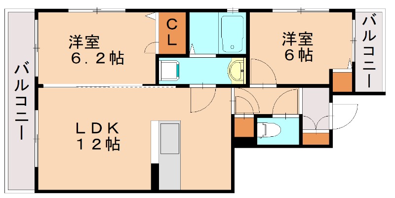 大野城市畑ケ坂のマンションの間取り