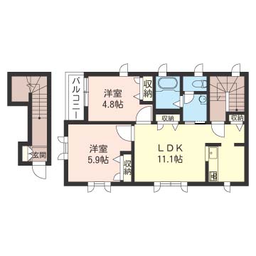 川崎市多摩区東生田のアパートの間取り