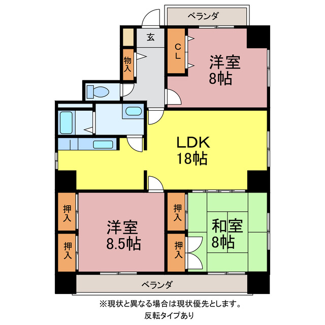 豊橋鉄道東田本線 豊橋公園前駅 徒歩3分 9階建 築32年の間取り写真