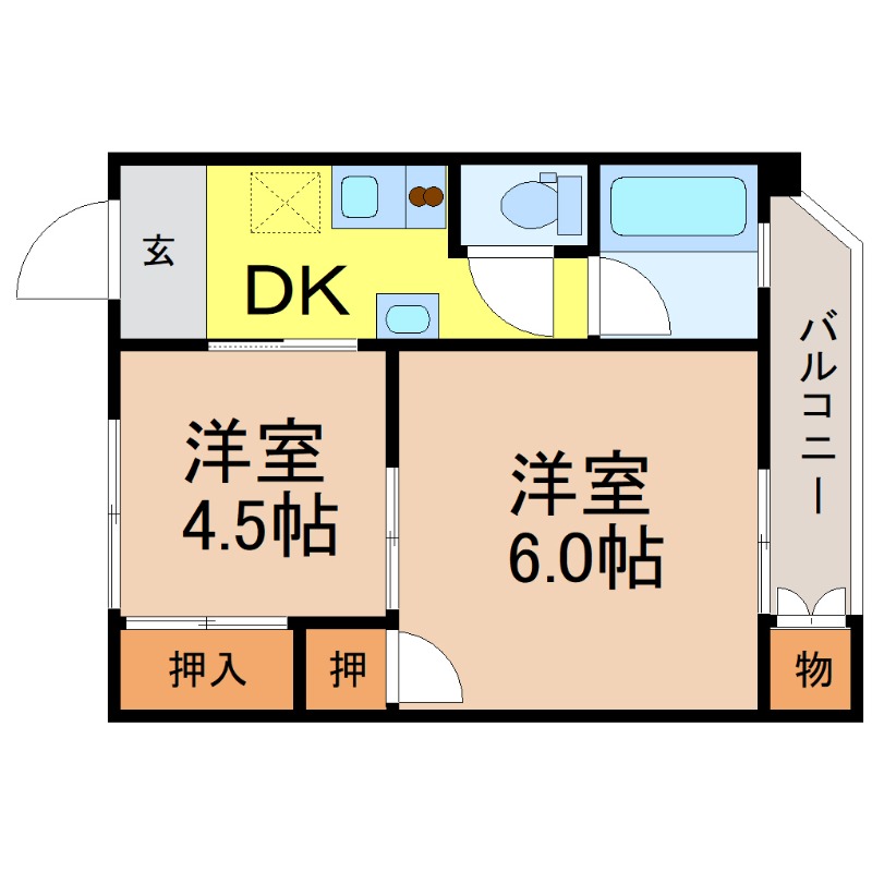 地下鉄鶴舞線 浅間町駅 徒歩3分 4階建 築55年の間取り写真