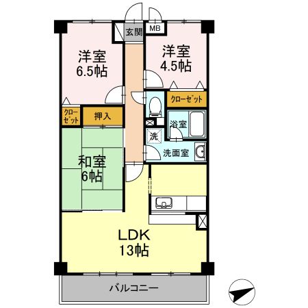 【鈴鹿市若松北のマンションの間取り】