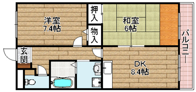 高槻市神内のマンションの間取り