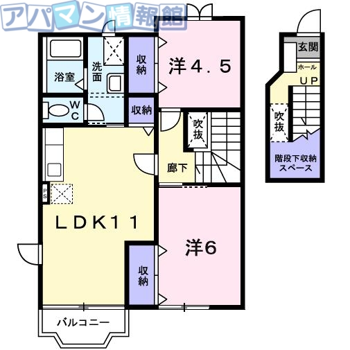 五泉市白山のアパートの間取り