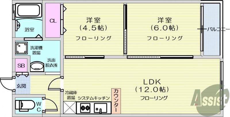 仙台市若林区畳屋丁のマンションの間取り