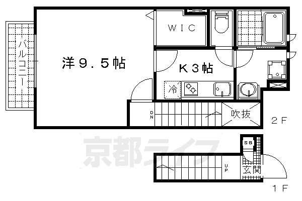 京都市伏見区石田内里町のアパートの間取り