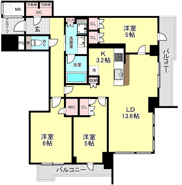 シエリアタワー大阪堀江の間取り