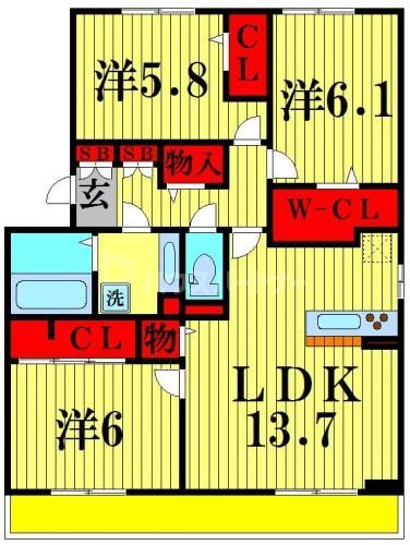 グランテージ海神Ｈの間取り