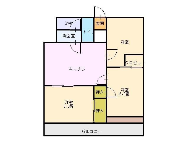 安芸郡府中町青崎東のマンションの間取り