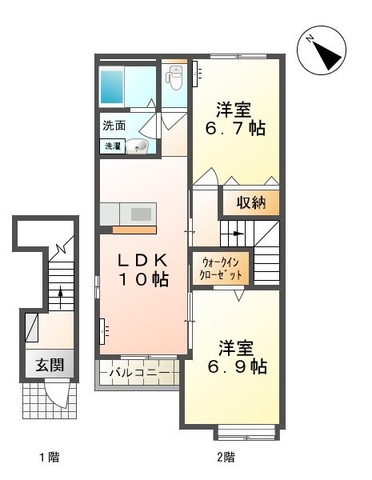 上山市二日町のアパートの間取り