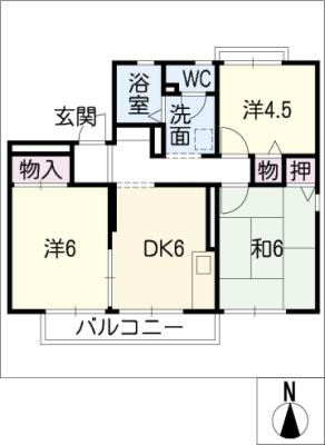 グリンビューわかぞの　Ｄ棟の間取り