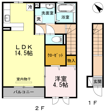 姫路市船橋町のアパートの間取り