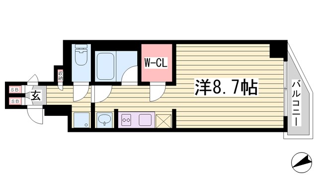 アスヴェル神戸元町海岸通の間取り