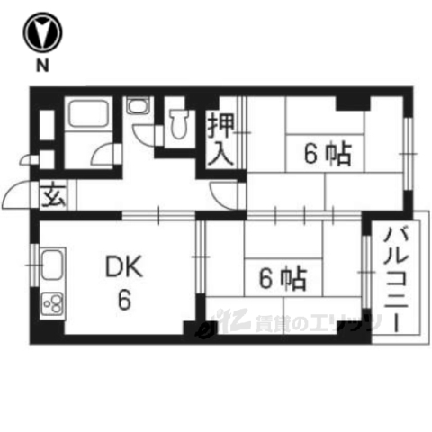 京都市北区大宮北椿原町のマンションの間取り