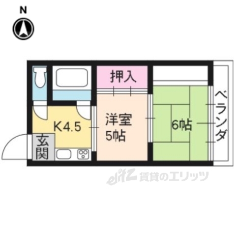 京都市伏見区醍醐上ノ山町のマンションの間取り