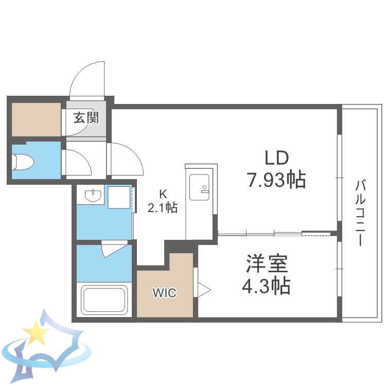 【札幌市西区八軒三条東のマンションの間取り】